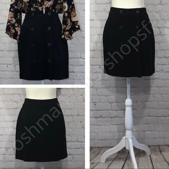 et vous Cute Wrap Skirt with Front Button Closure 100% Wool Perfect for Holidays - Picture 3 of 6